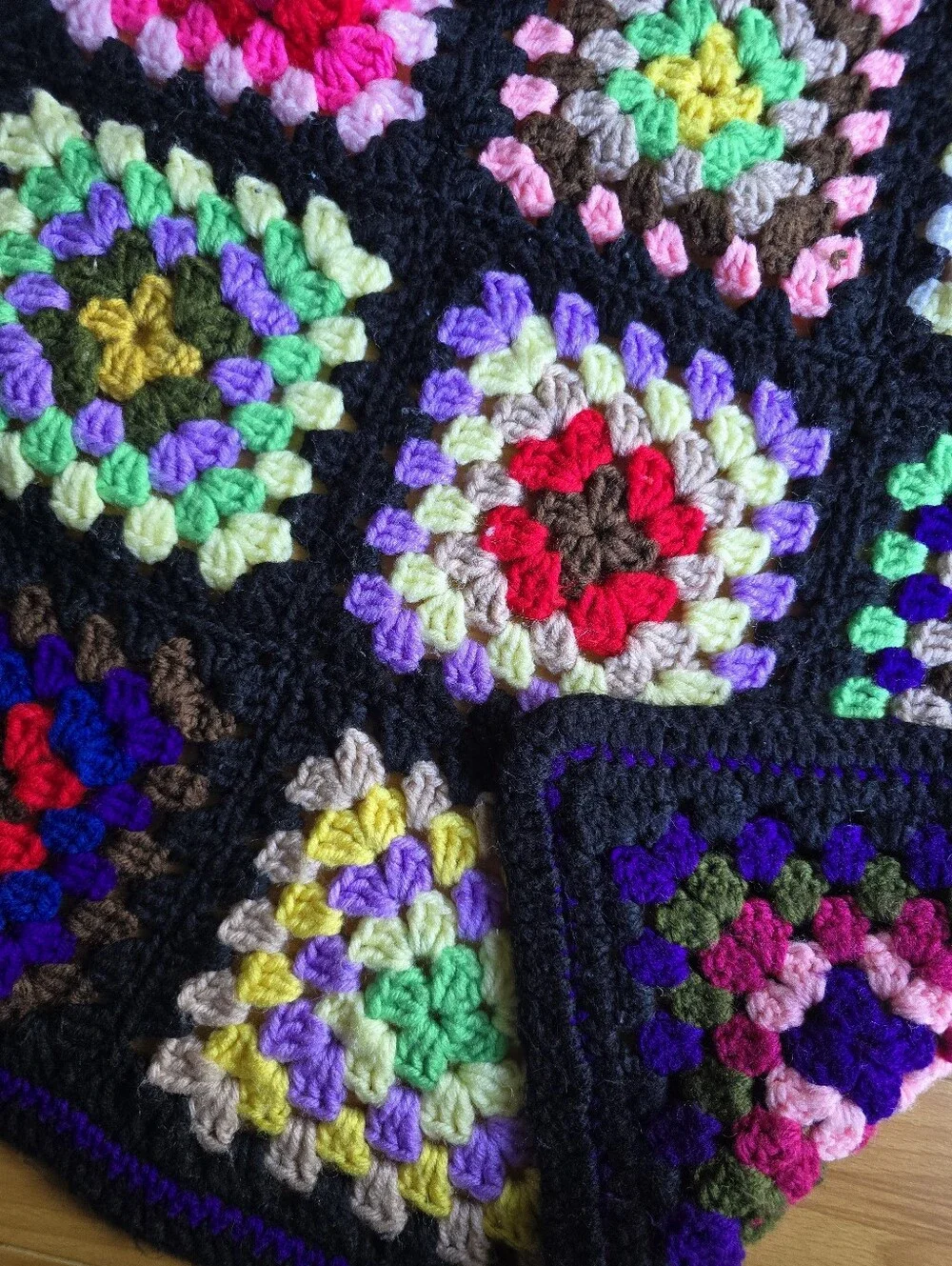 Handmade Multicolor Granny Square Crochet Blanket 79